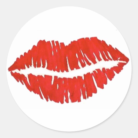 Red Lipstick Kiss Print Valentijnsdag Love Ronde Sticker (Voorkant)
