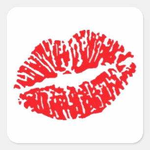 Red Lipstick Kiss Vierkante Sticker