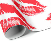 Red Lipstick Kisses Cadeaupapier (Rol Hoek)