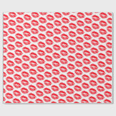 Red Lipstick Kisses Cadeaupapier (Vlak)