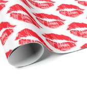 Red Lipstick Kisses Cadeaupapier (Rol Hoek)