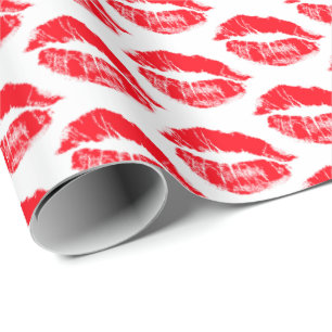 Red Lipstick Kisses Cadeaupapier