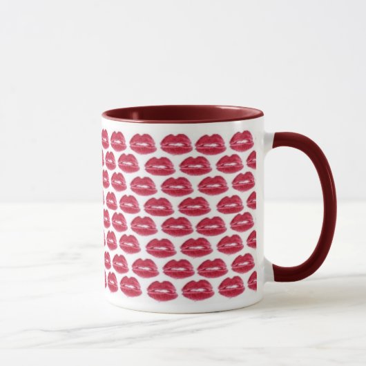 Red Lipstick Kisses Luscious Lips Coffee Mok Cup (Rechts)