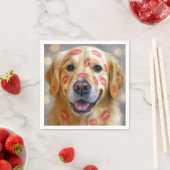 Red Lipstick Kisses On a Golden Retriever Servet (Insitu)
