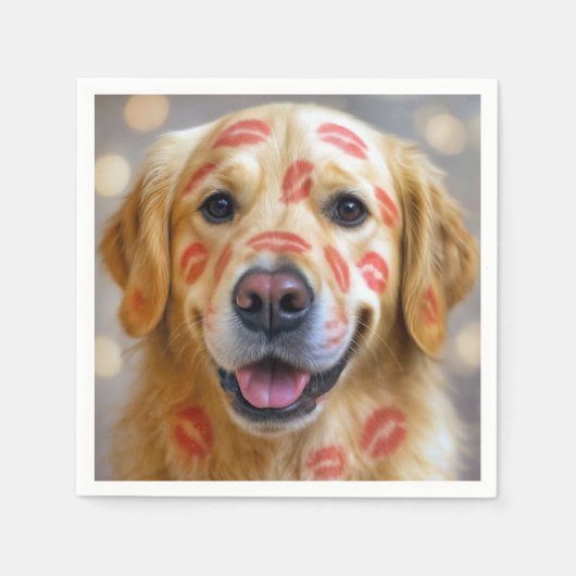 Red Lipstick Kisses On a Golden Retriever Servet (Voorkant)