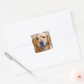 Red Lipstick Kisses On a Golden Retriever Vierkante Sticker (Envelop)