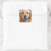 Red Lipstick Kisses On a Golden Retriever Vierkante Sticker (Tas)