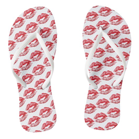 Red Lipstick Kisses Teenslippers (Voetbed)