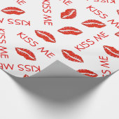 Red Lipstick Kus me Lips Valentijnsdag Love Cadeaupapier (Hoek)