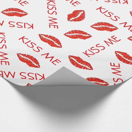 Red Lipstick Kus me Lips Valentijnsdag Love Cadeaupapier (Hoek)