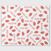 Red Lipstick Kus me Lips Valentijnsdag Love Cadeaupapier (Vlak)