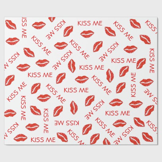 Red Lipstick Kus me Lips Valentijnsdag Love Cadeaupapier (Vlak)
