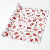 Red Lipstick Kus me Lips Valentijnsdag Love Cadeaupapier (Uitgerold)