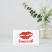 Red Lipstick Lips Kiss Makeup Artist Beauty Expert Visitekaartje (Staand voorkant)