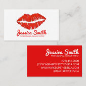 Red Lipstick Lips Kiss Makeup Artist Beauty Expert Visitekaartje (Voorkant / Achterkant)