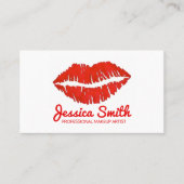 Red Lipstick Lips Kiss Makeup Artist Beauty Expert Visitekaartje (Voorkant)