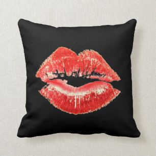 Red Lipstick Lips Kiss Pillow Kussen