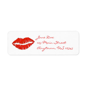 Red Lipstick Lips Kiss Print Valentijnsdag Love Etiket