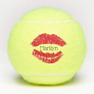 Red Lipstick Lips Tennis Ball Tennisballen