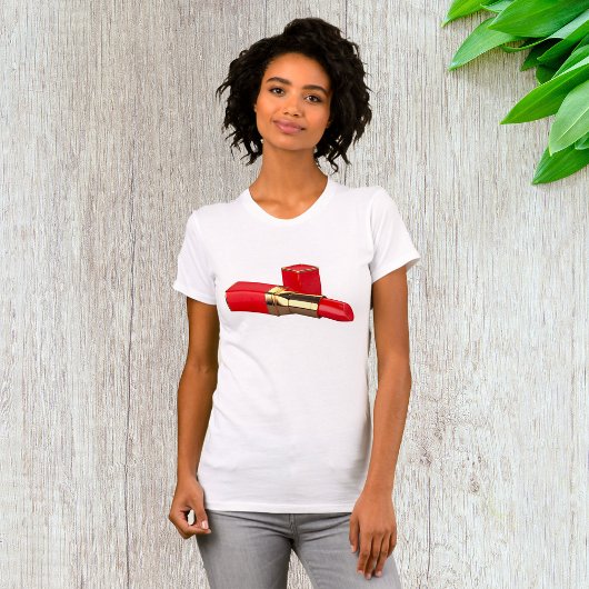 Red Lipstick Makeup Womens T-Shirt