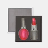 Red Lipstick Nail Poolse Makeup Valentijnse Magnet (Voorkant / Achterkant)