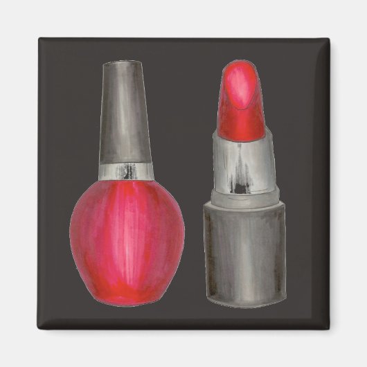 Red Lipstick Nail Poolse Makeup Valentijnse Magnet (Voorkant)
