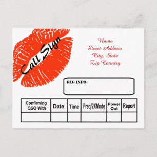 Red Lipstick Print Ham Radio QSL-kaart Briefkaart