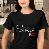 Red Lipstick Print Keep it Simple Zwart T-shirt