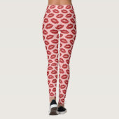 Red Lipstick Print Kiss patroon op roze Leggings (Achterkant)