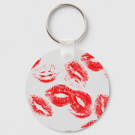Red Lipstick Prints Sleutelhanger (Voorkant)