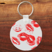 Red Lipstick Prints Sleutelhanger (Achterkant)
