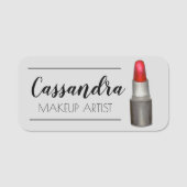 Red Lipstick Tube Makeup Artist Cosmetoloog Naamplaatje (Voorkant)