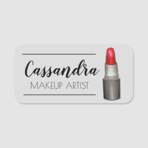 Red Lipstick Tube Makeup Artist Cosmetoloog Naamplaatje