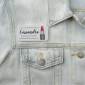 Red Lipstick Tube Makeup Artist Cosmetoloog Naamplaatje (In situ)