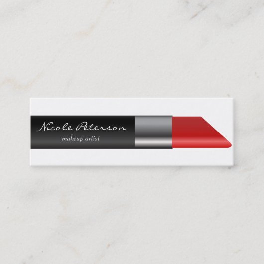 Red lipstick, unieke professionele vormgeving mini visitekaartje (Voorkant)