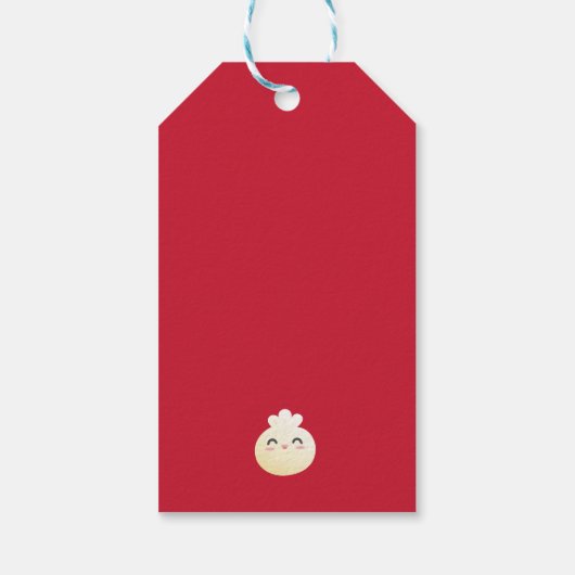 Red Little Dumpling Asian Theme Favor Gift Label Cadeaulabel (Achterkant)