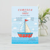 Red Little Sailboat Invitation Kaart (Staand voorkant)