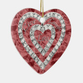 Red Live Laugh Love Diamond Heart Ornament (Rechts)