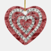 Red Live Laugh Love Diamond Heart Ornament (Achterkant)