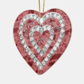 Red Live Laugh Love Diamond Heart Ornament (Links)