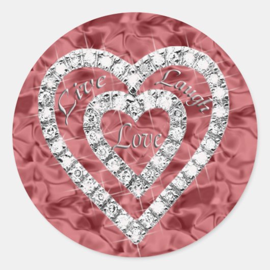 Red Live Laugh Love Diamond Heart Stickers (Voorkant)