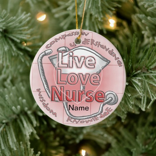 Red Live Love Custom Nurse Ornament (Boom)