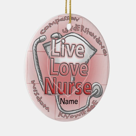 Red Live Love Custom Nurse Ornament (Rechts)