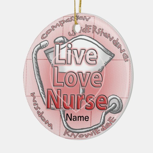 Red Live Love Custom Nurse Ornament (Links)