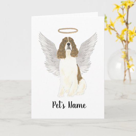 Red Liver White English Springer Spaniel Sympathie Kaart (Gele Bloem)