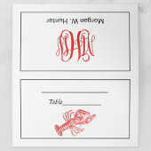 Red Lobster #1 Tekening Vine Script Monogram Plaatskaartje