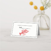Red Lobster #1 Tekening Vine Script Monogram Plaatskaartje (Voorkant)
