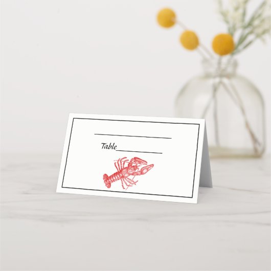 Red Lobster #1 Tekening Vine Script Monogram Plaatskaartje (Voorkant)