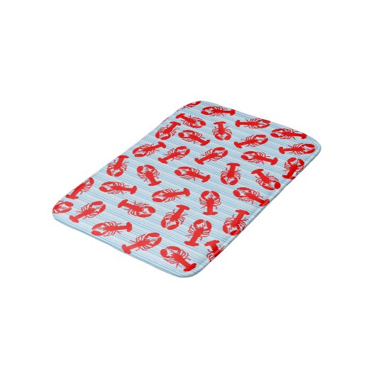 Red Lobster Animal Pattern op Blue Stripes Badmat (Gekanteld)