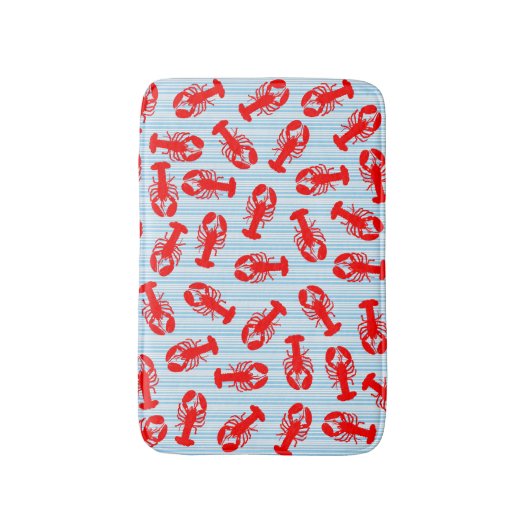 Red Lobster Animal Pattern op Blue Stripes Badmat (Voorkant Verticaal)
